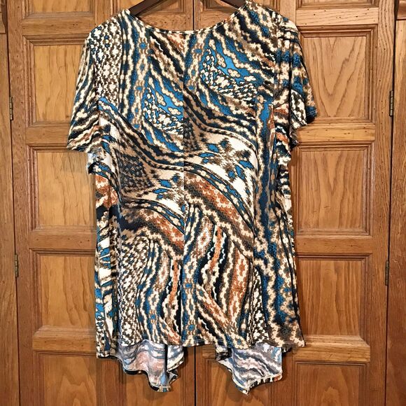 Dress Barn Turquoise Beaded Boho Asymetric Hem Tunic Women's 18/20 Stretch Top - Picture 10 of 11